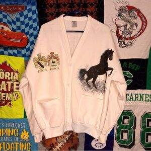 Vintage Jerzees Horse Graphic Cardigan Sweatshirt